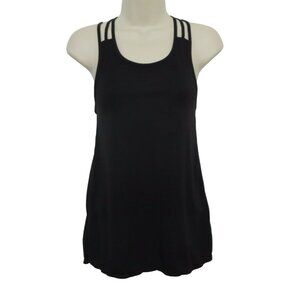 Athleta Womens XS Solid Black Strappy Criss Cross Straps Athletic Tank Top Shirt